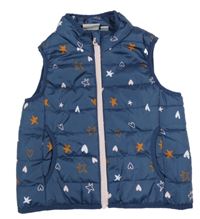 Tmavomodrá šušťáková zateplená vesta so srdiečkami Impidimpi