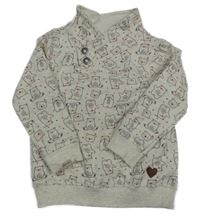 Svetlosivá melírovaná mikina s medveďmi Topomini