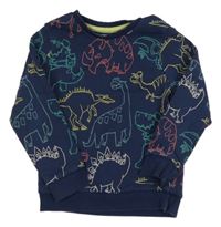 Tmavomodro-farebná mikina s dinosaurami Tu