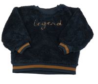 Tmavomodrá chlpatá mikina s nápisom PEP&CO