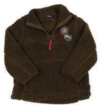 Hnědá huňatá mikina s nášivkami George