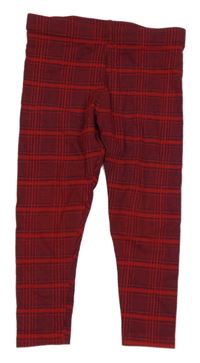 Červeno-tmavomodré kockované legíny Primark