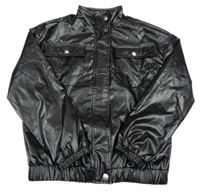 Čierna koženková bunda s vreckami shein