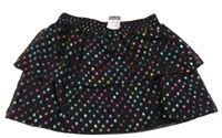 Nové - čierna šifónová sukňa s farebnymi bodky Primark