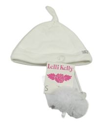 2 set - bílá čepice + bílé ponožky s tylem 