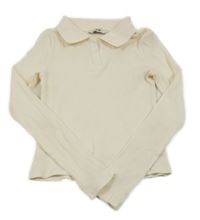 Smotanové rebrované crop tričko s golierikom C&A