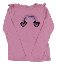 Ružové tričko s dúhou a srdiečkami sinsay