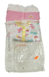 Nové - 3x bílo-růžový overal s jednorožci dunnes