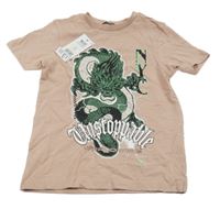 Nové - svetloružové tričko s drakom George