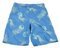 Modré plážové kraťasy s medúzami