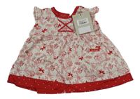 Nové - bílo-červené květované lehké šaty s kapsami 