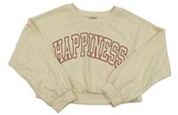 Smetanová lehká crop mikina s nápisem Next