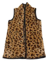 Hnedá leopardí chlpatá vesta