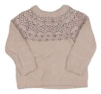 Svetloružový chlpatý sveter so vzorom Primark