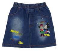 Tmavomodrá rifľová sukňa s Minnie a Mickeym