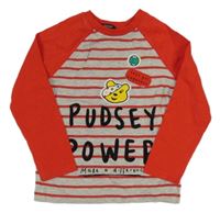 Červeno-šedé pruhované triko s Pudsleym George