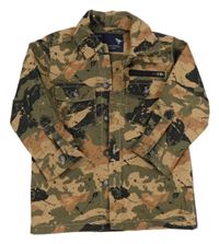 Béžovo-hnedo-kaki-čierna army plátenná košeľová bunda Next
