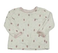 Biele vzorované tričko s kočičkami