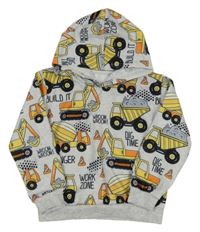 Svetlosivá mikina s bagrami a kapucňou