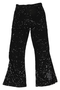 Čierne flare trblietavé nohavice s flitrami George