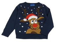 Tmavomodrý sveter so sobom