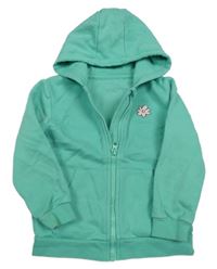 Zelená propínací mikina s květem a kapucí George