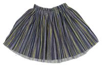 Tmavomodro-farebná pruhovaná trblietavá sukňa Name it