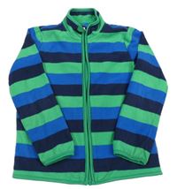 Zeleno-modrá pruhovaná fleecová propínací mikina Tchibo