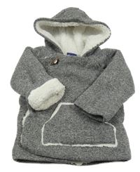 Šedá melírovaná pletená zateplená zavinovací mikina s kapucí Lupilu