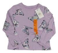 Nové - Lila triko s motýlky Primark