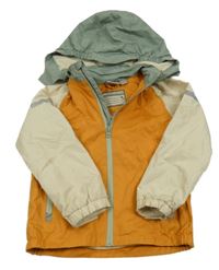 Oranžovo-béžovo-khaki šušťáková lehce zateplená bunda s kapucňou Impidimpi