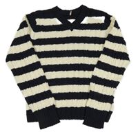 Tmavomodro-smetanový pruhovaný vzorovaný svetr Only 