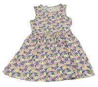 Lila-žlto-modré kvetované šaty C&A