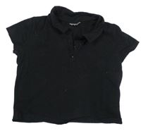 Čierne crop tričko s golierikom