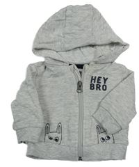 Svetlosivá melírovaná prepínaci mikina s králíčky a kapucňou Kiabi