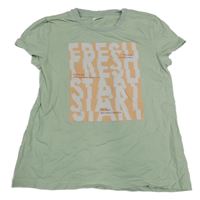 Světlezeleno-marhuľové tričko s nápismi S. Oliver