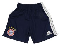 Tmavomodré fotbalové kraťasy s pruhy a výšivkou Adidas