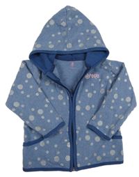 Modro-sivá bodkovaná á prepínaci mikina s nápisom a kapucňou