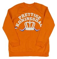 Oranžová mikina s nápisem a korunkou Primark