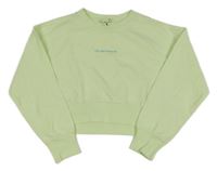 Svetlozelená crop mikina s nápisom Zara