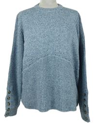 Dámsky svetlomodrý melírovaný vlnený sveter M&S