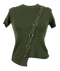 Dámske khaki pletené tričko s cvokmi  Kazo