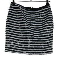 Dámska čierno-biela pruhovaná flitrová sukňa Savida