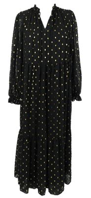 Dámské černo-zlaté vzorované midi šaty Papaya 