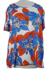 Dámske modro-červeno-biele kvetované tričko M&S