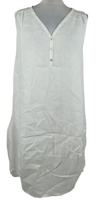 Dámske biele ľanové šaty s flitrami