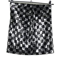 Dámska čierno-strieborná kockovaná flitrová sukňa FB Sister