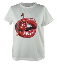 Dámské bílé tričko s potiskem rtů 