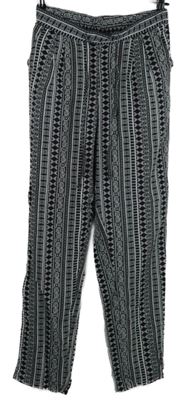 Dámské černo-bílé vzorované volné kalhoty Tessentials 