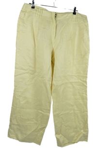 Dámské žluté lněné volné kalhoty M&S